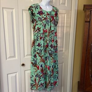 Tropical Floral Midi Dress in Green
